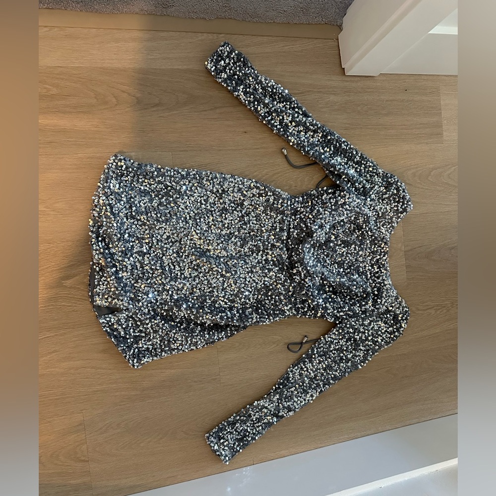 Hello Molly Sequin Mini Dress in Silver